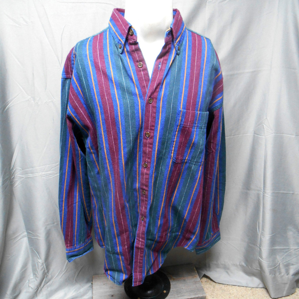 American Blue multi color striped button shirt L - Picture 4 of 6